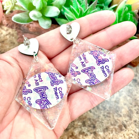 Lisa Frank Cow Sticker Acrylic Earrings - Picture 4 of 4